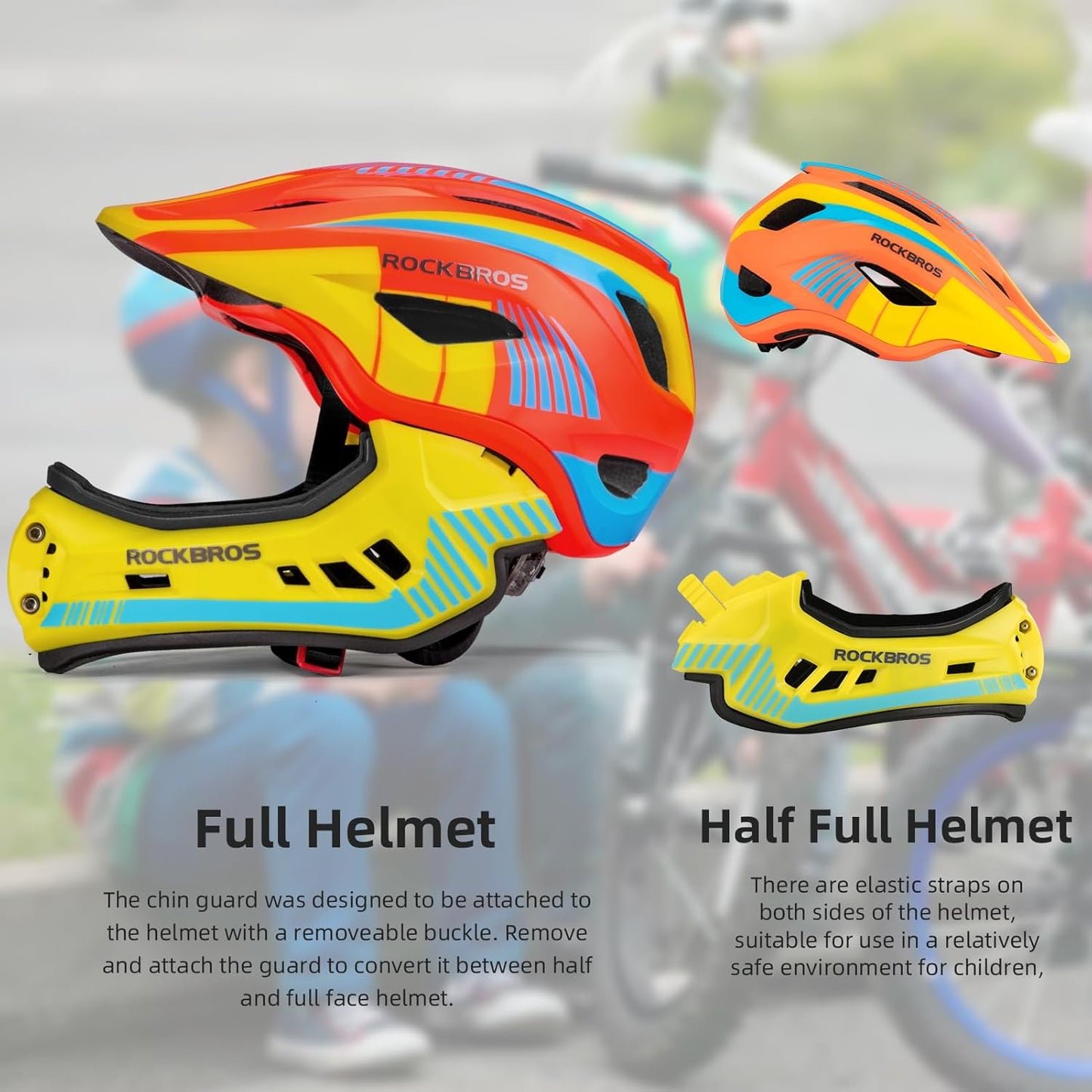 ROCKBROS Youth Full-Face Helmet with Detachable Chin Guard