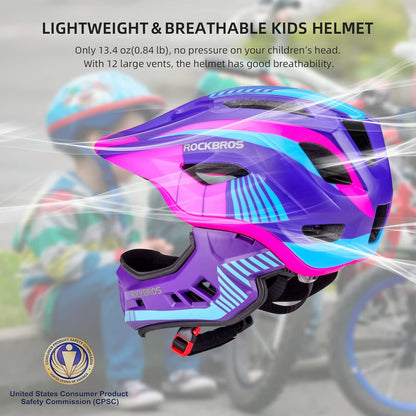 ROCKBROS Youth Full-Face Helmet with Detachable Chin Guard