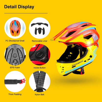 ROCKBROS Youth Full-Face Helmet with Detachable Chin Guard