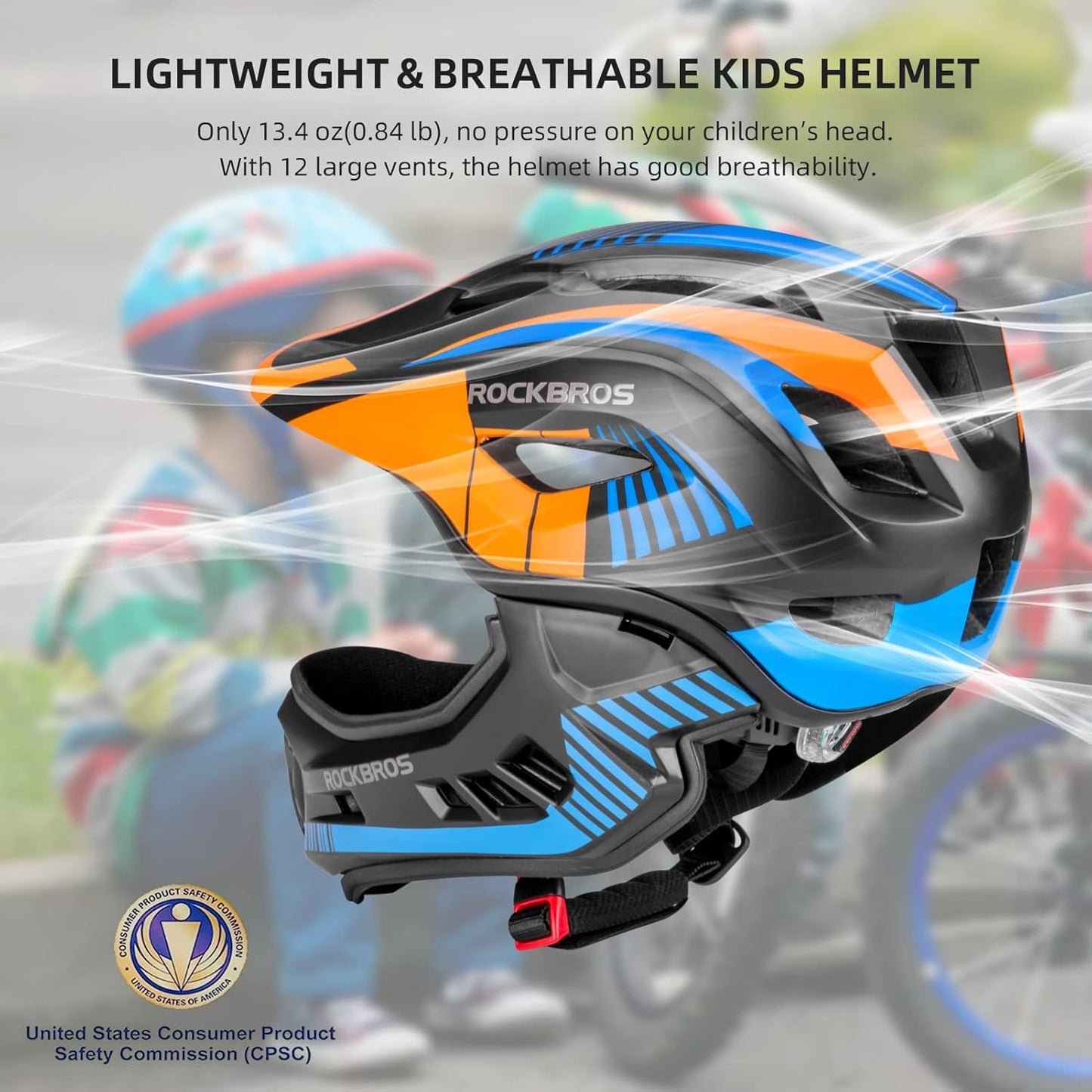 ROCKBROS Youth Full-Face Helmet with Detachable Chin Guard