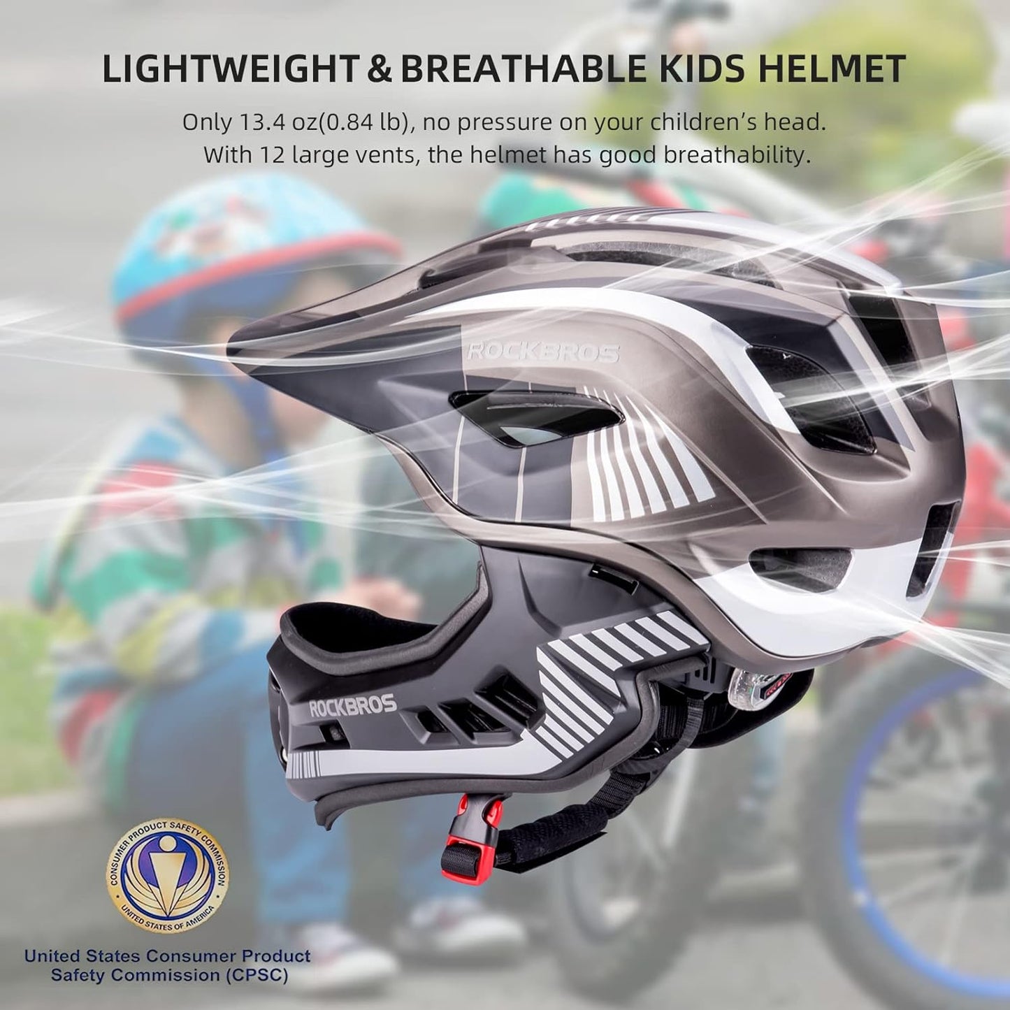 ROCKBROS Youth Full-Face Helmet with Detachable Chin Guard
