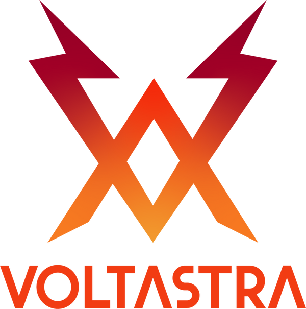 Logo of Voltastra with a red/orange gradient design