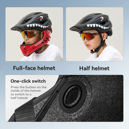 ROCKBROS Kids Full-Face Bike Helmet with Detachable Chin Guard